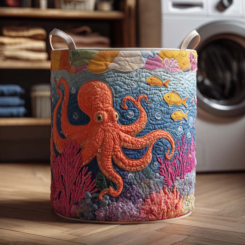 Ocean Tentacle Quilted Laundry Basket Dirty Clothes Basket Good Mothers Day Gift Ideas