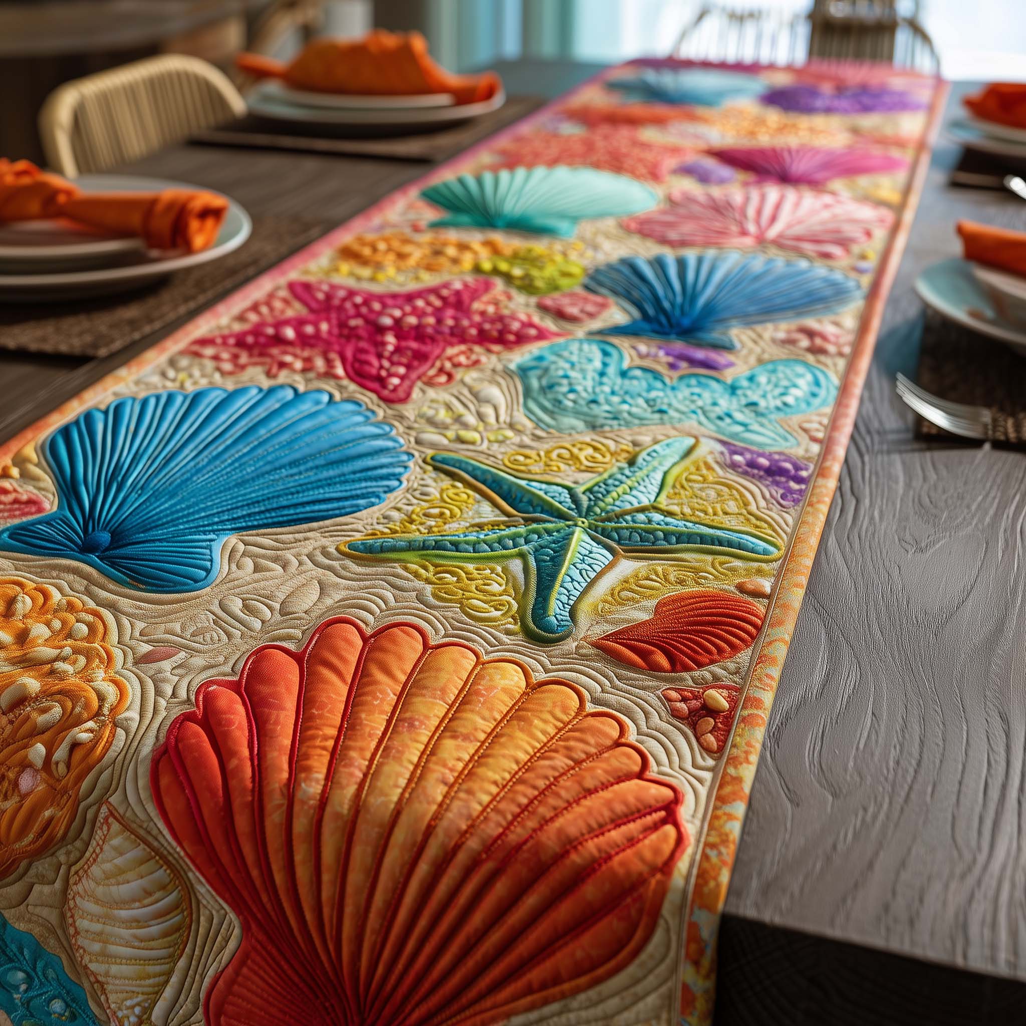 Ocean Treasures Quilted Table Runner Beach Theme Table Runner Presents For Ocean Lovers