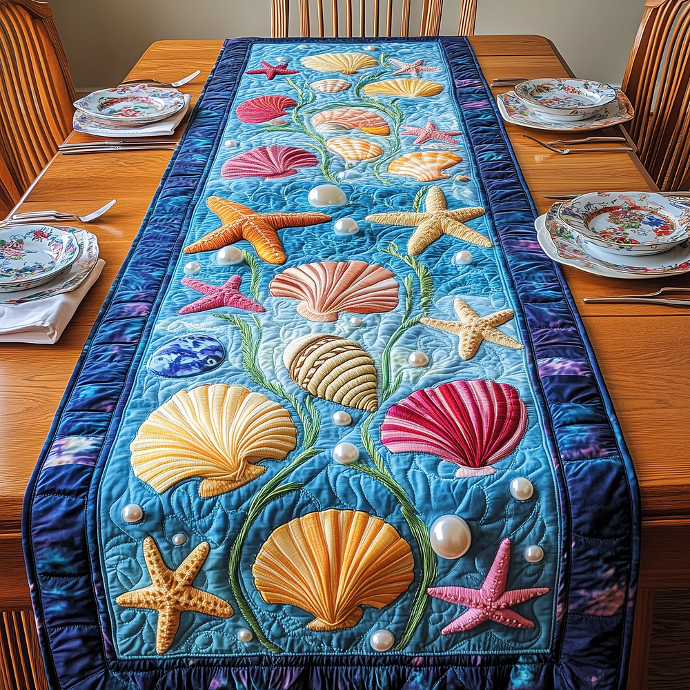 Ocean Treasures Quilted Table Runner Dining Room Runner Father's Day Gifts For Husband