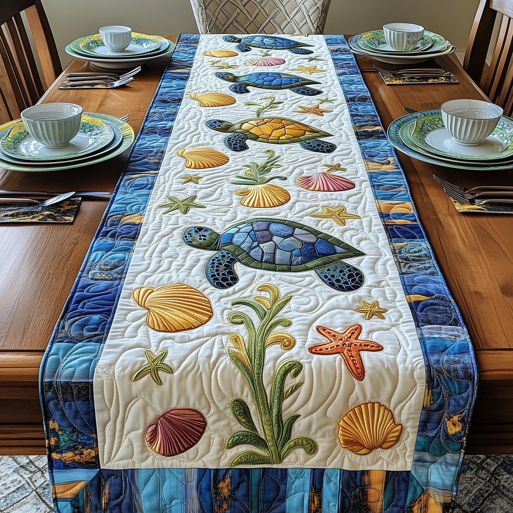 Ocean Treasures Quilted Table Runner Table Runner For Dining Table Father In Law Gifts Dad's Day