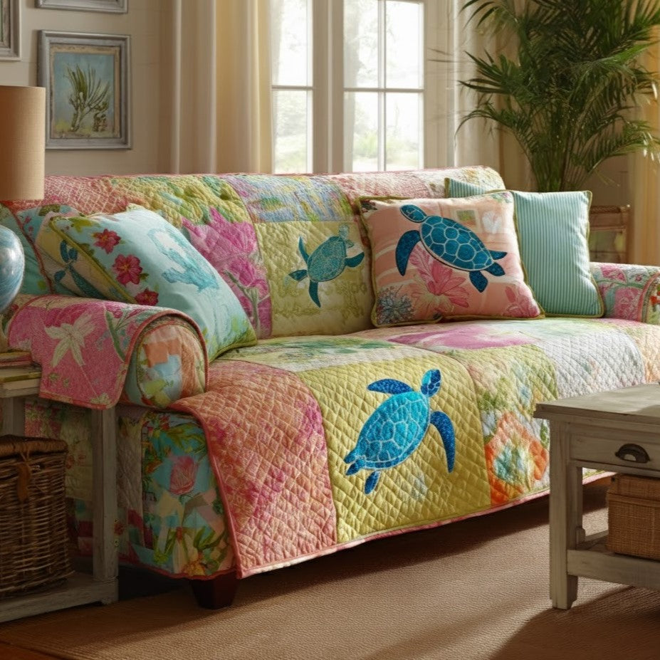 Ocean Wanderer Quilted Sofa Cover Seat Covers For Couches Gift Ideas For Sea Turtle Lovers
