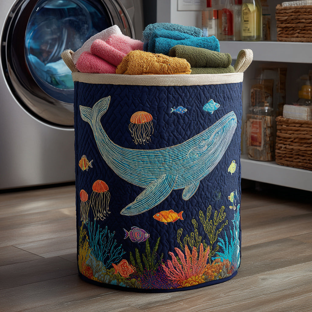 Ocean Whale Song Quilted Laundry Basket Home And Decor Good Gifts For Mom Birthday