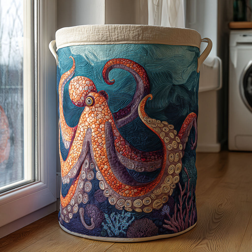 Oceanic Octopus Quilted Laundry Basket Laundry Decor Ideas Cool Octopus Gifts