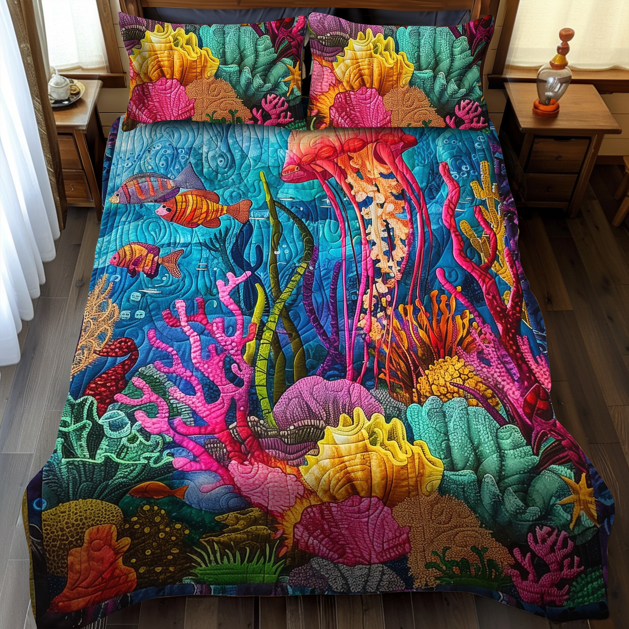 Ocean's Embrace Quilted Bedding Set Cute Bed Sheets For Teens Unique Octopus Gifts