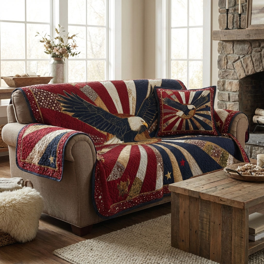 Old Glory Quilted Sofa Cover Couch Covers 4Th Of July Gift Ideas