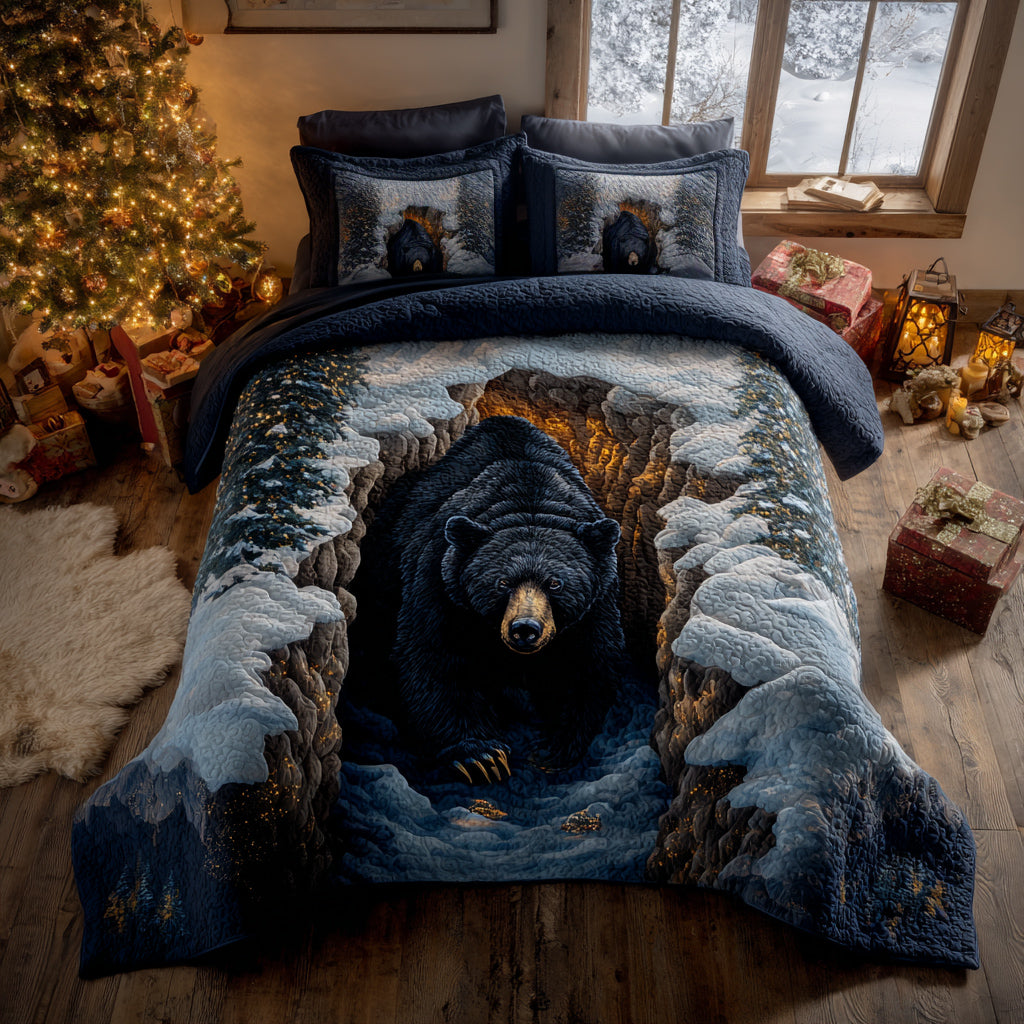 Onyx Bear Den Quilted Bedding Set Best Bed Sheet Set Bear Gifts For Him