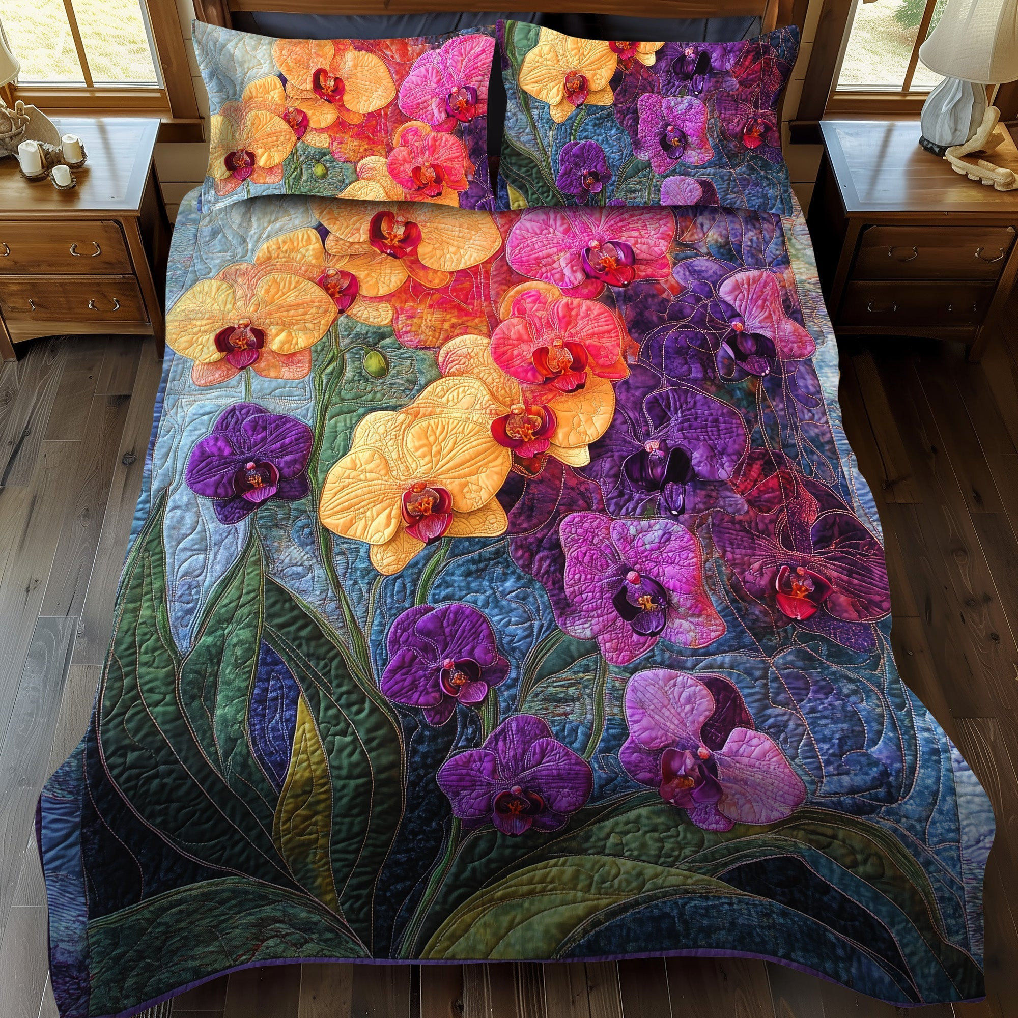 Orchid Meadow Quilted Bedding Set Best Sheet Sets Great Father's Day Gifts