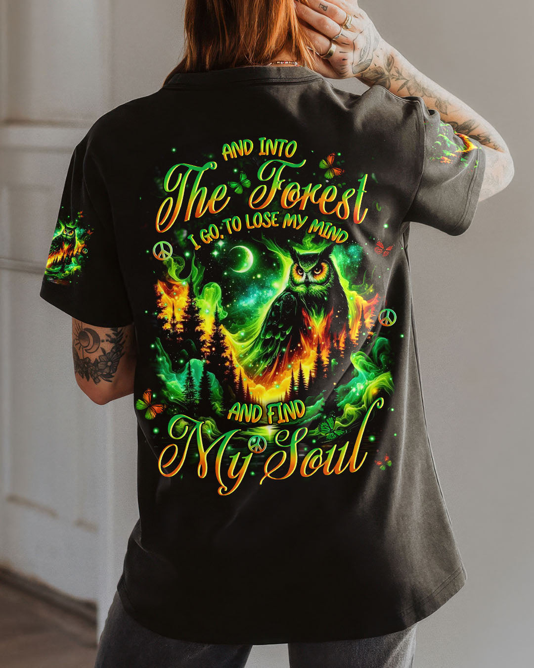 Owl And Into The Forest T-Shirt Nature And Soul Inspirational Clothing Gift For Sister