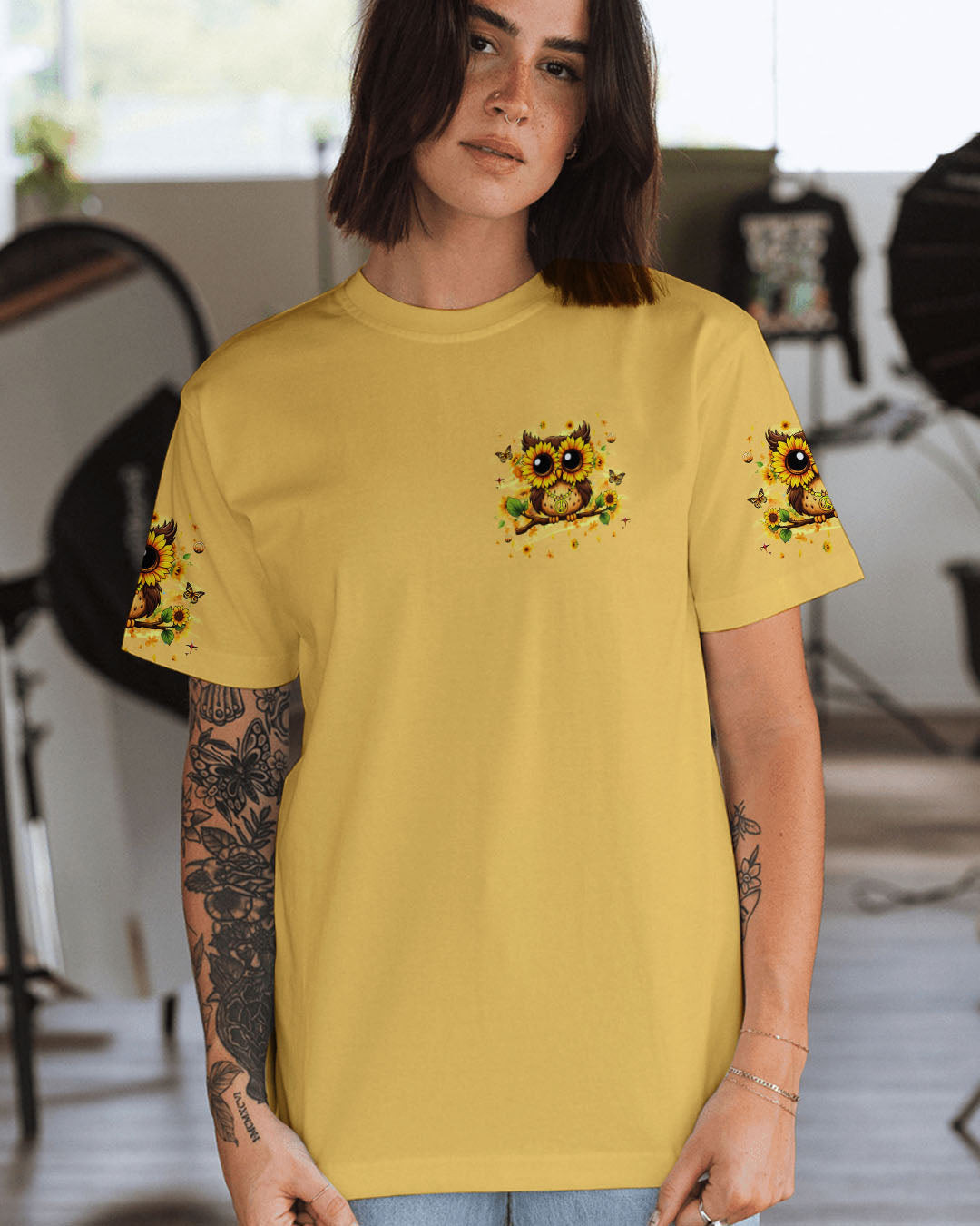 Owl Be You The World Will Adjust T-Shirt Sunflower Owl With Peace Sign Merch Presents Ideas