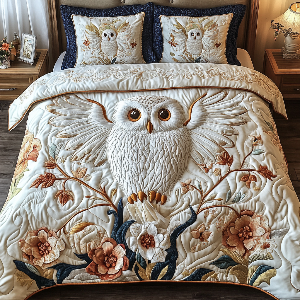 Owl Glow Quilted Bedding Set Best Bedding Sets Gifts For Owl Lovers
