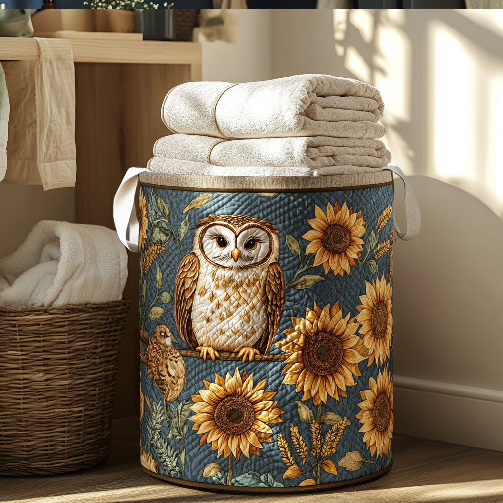 Owl Haven Quilted Laundry Basket Clothes Basket Unique Owl Gift Items