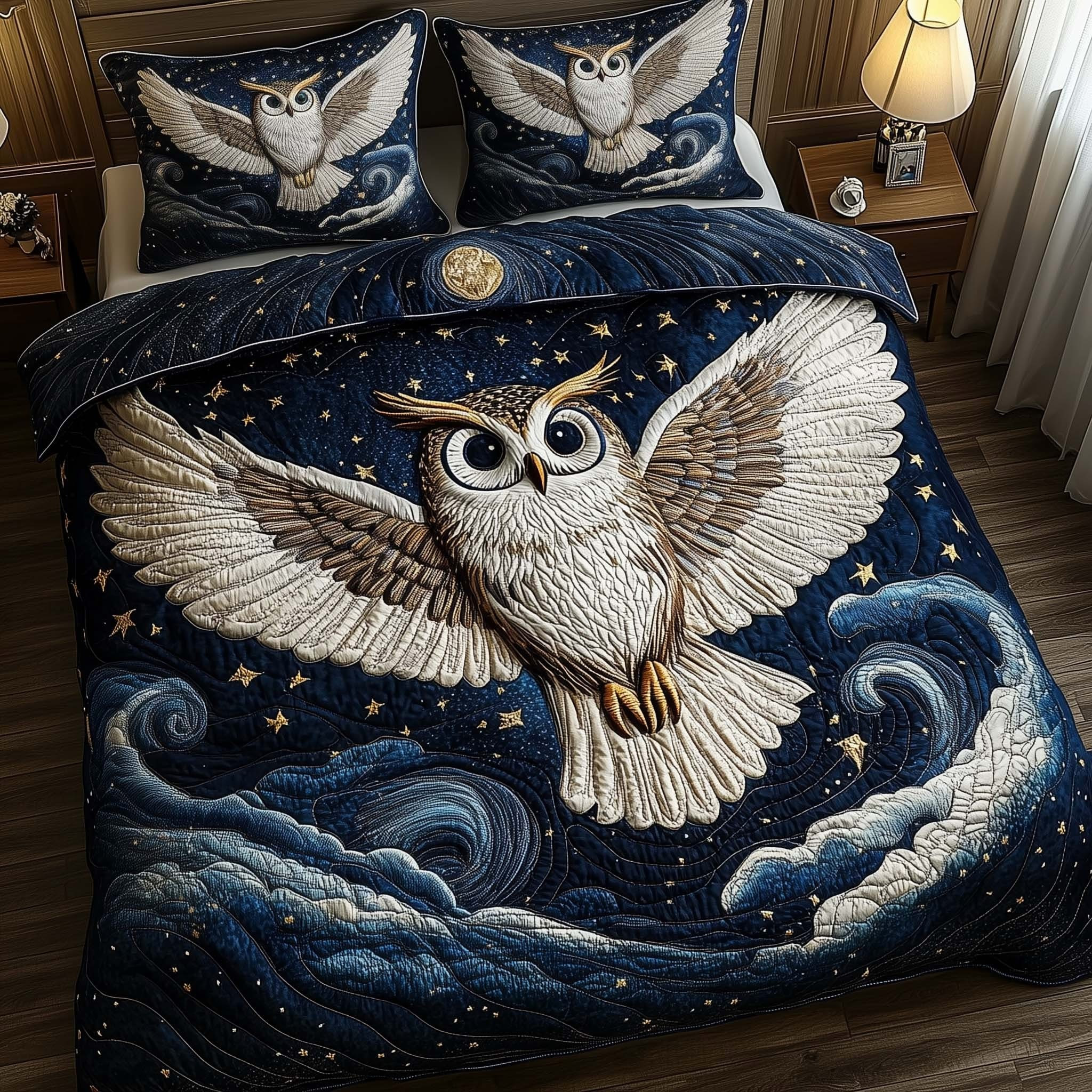 Owl Quilted Bedding Set Great Owl Themed Christmas Bedspread Set Gifts For Friends