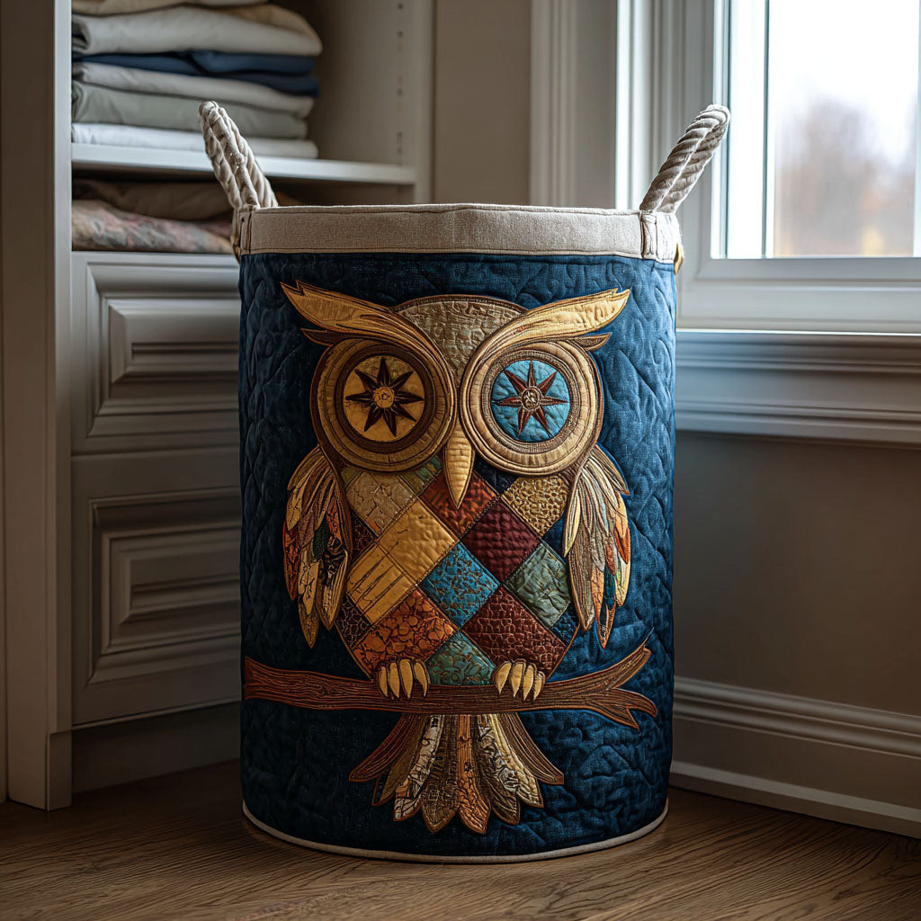 Owl Shadow Quilted Laundry Basket Modern Laundry Hamper Owl Gifts For Men