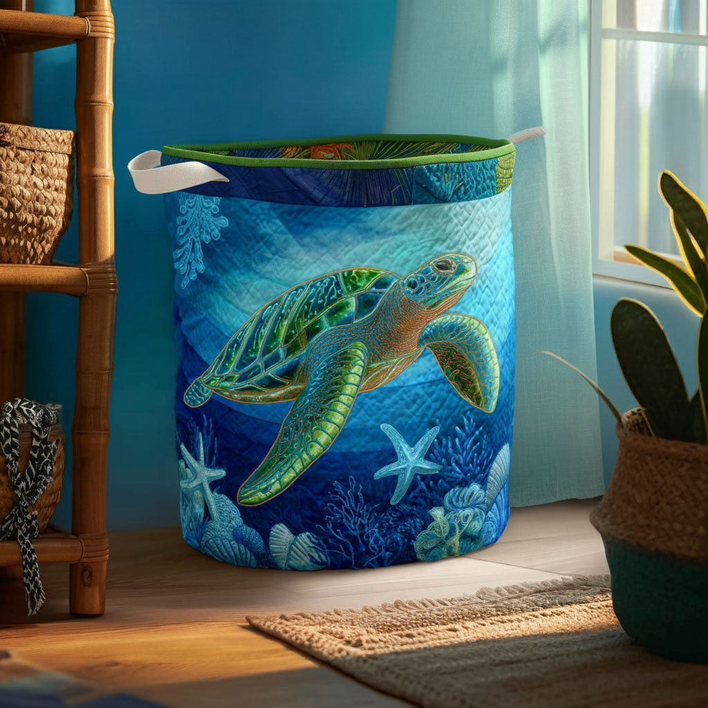 Pacific Dream Sea Turtle Quilted Laundry Basket Laundry Hamper Thoughtful Mother's Day Gifts
