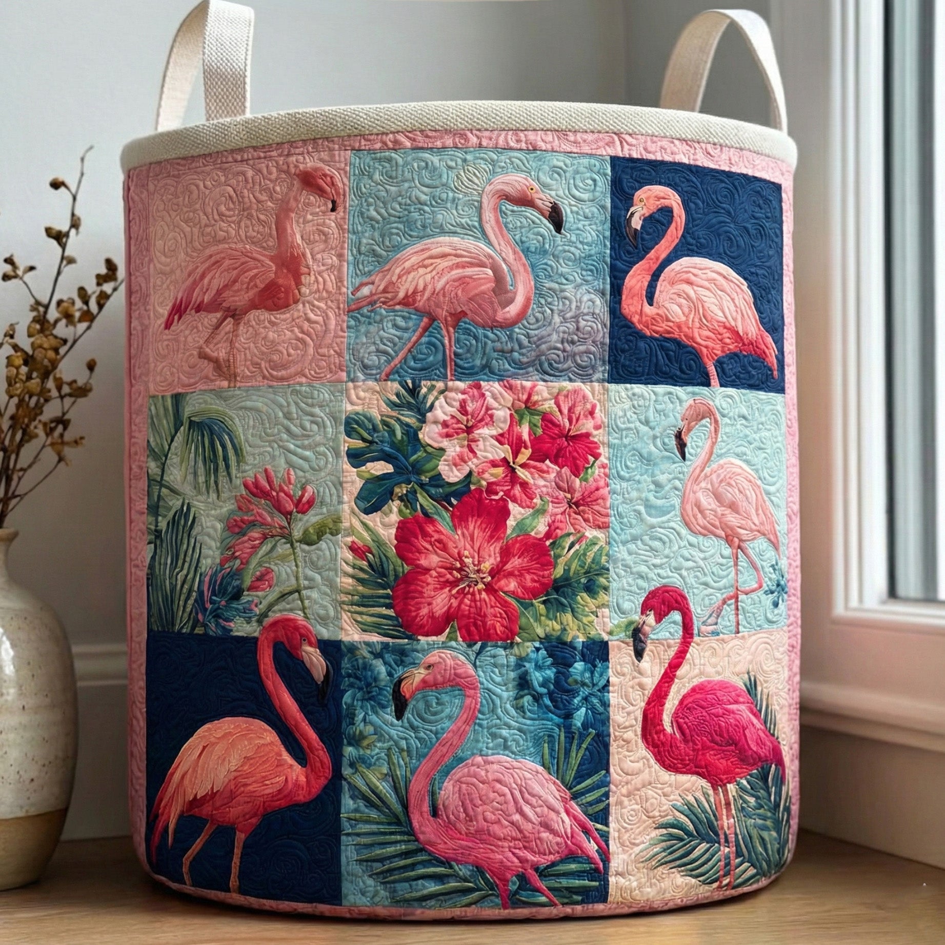 Palm and Petals Quilted Laundry Basket The Laundry Basket Gift Baskets For Cat Lovers
