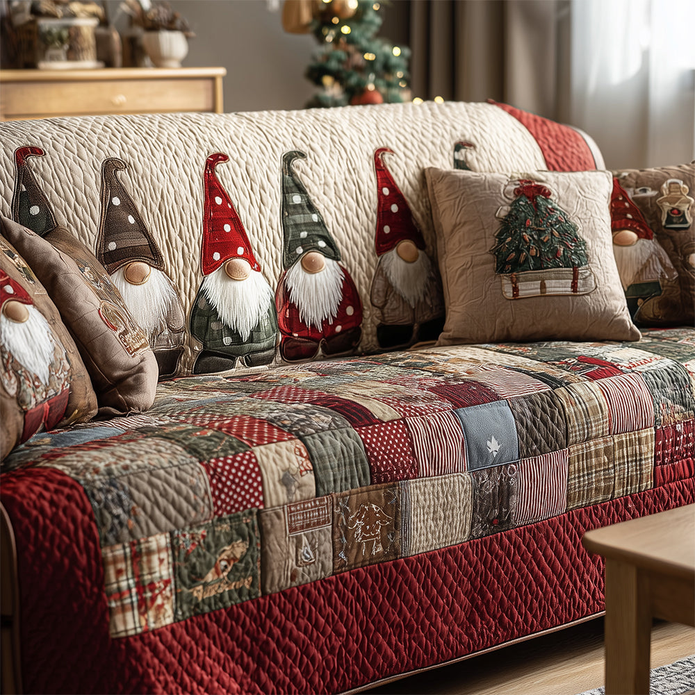 Parade of Gnomes Quilted Sofa Cover Furniture Covers For Sofas Good Gifts For Christmas