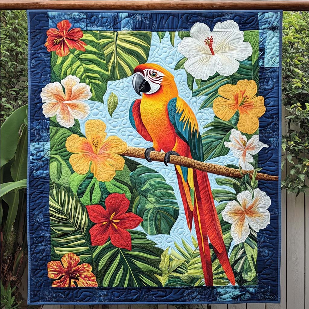 Parrot Paradise Quilted Blanket Bedroom Decor Gifts For Your Mom