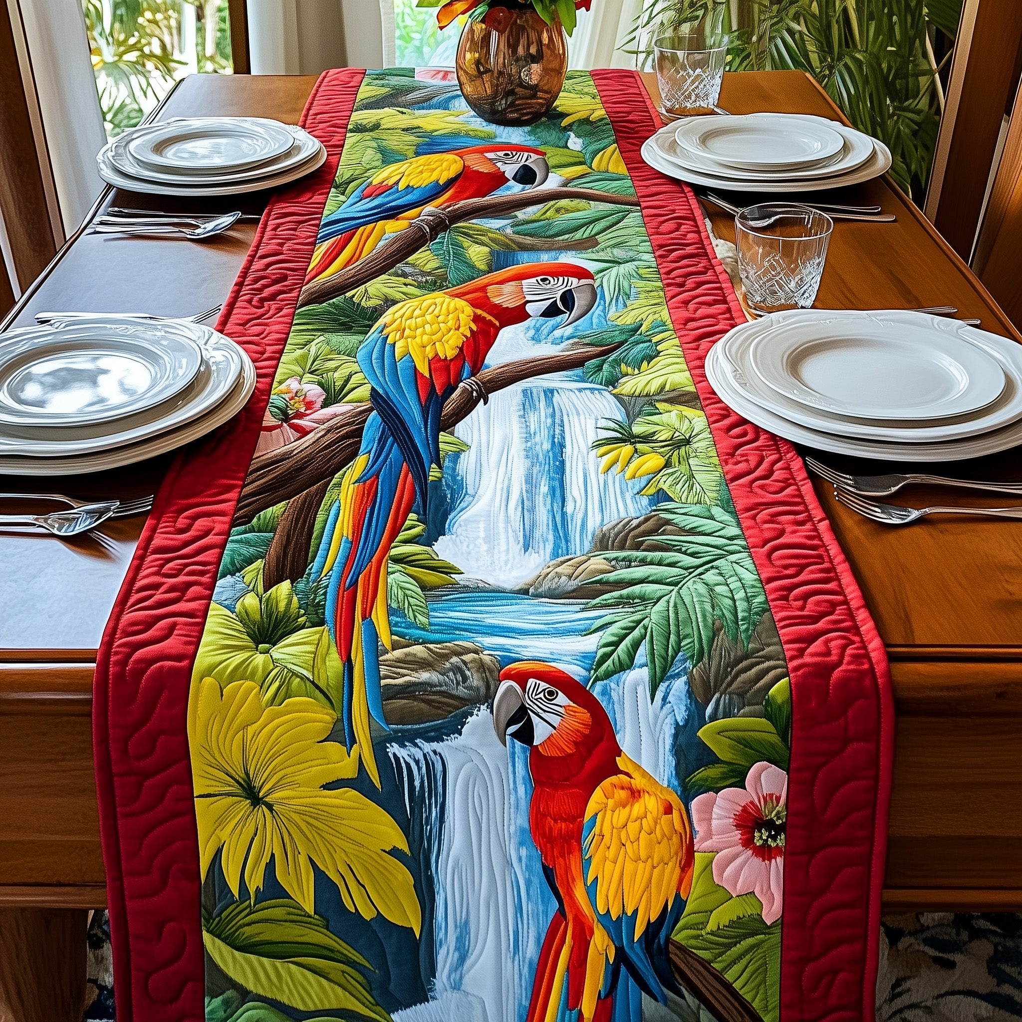 Parrot Quilted Table Runner Dining Table Decor Gifts For Parrot Owners