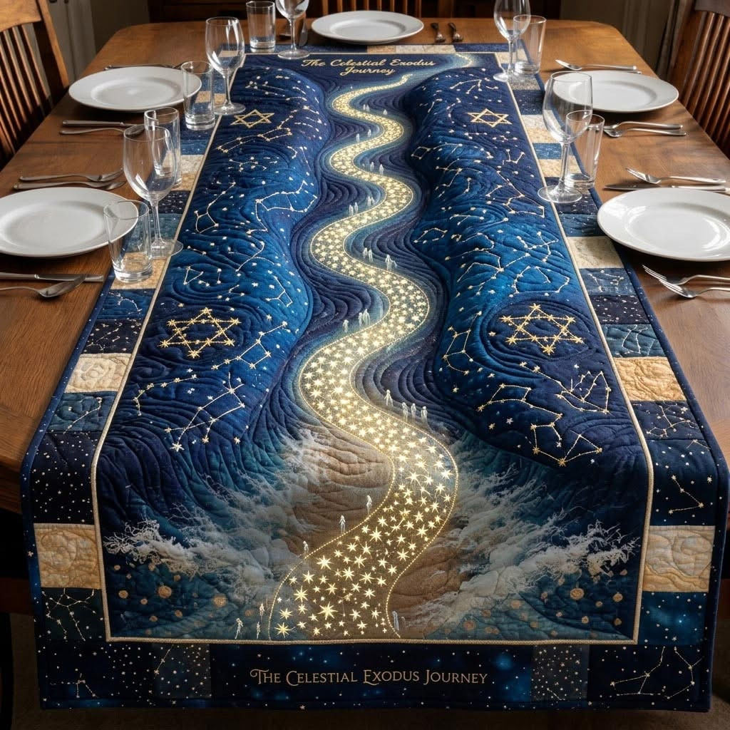 Passover Grace Quilted Table Runner The Celestial Exodus Journey Holiday Table Decor Gifts
