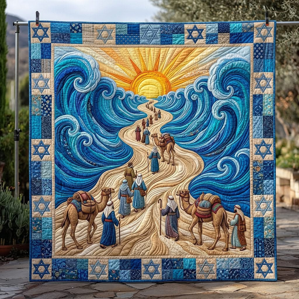 Passover Heritage Quilted Blanket Red Sea Crossing Throw Blanket Jewish Holiday Gifts