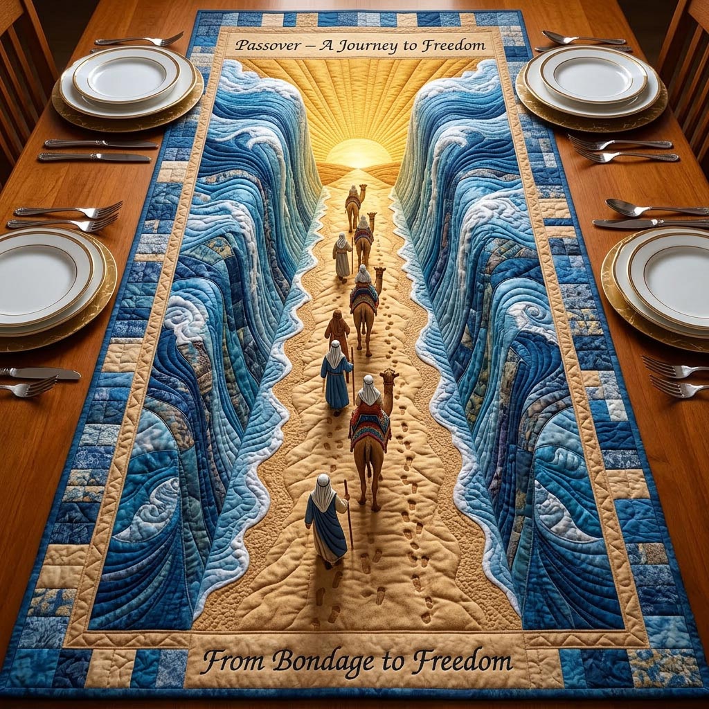 Passover Light Quilted Table Runner Christian House Decor Passover Presents