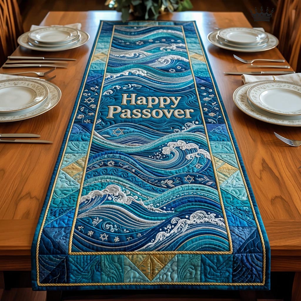 Passover Light Quilted Table Runner Jewish Passover Table Setting Jewish Gifts For Passover