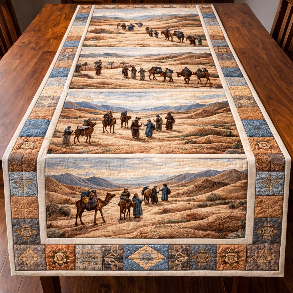 Passover Seder Quilted Table Runner Christian Room Decor Happy Passover Gift