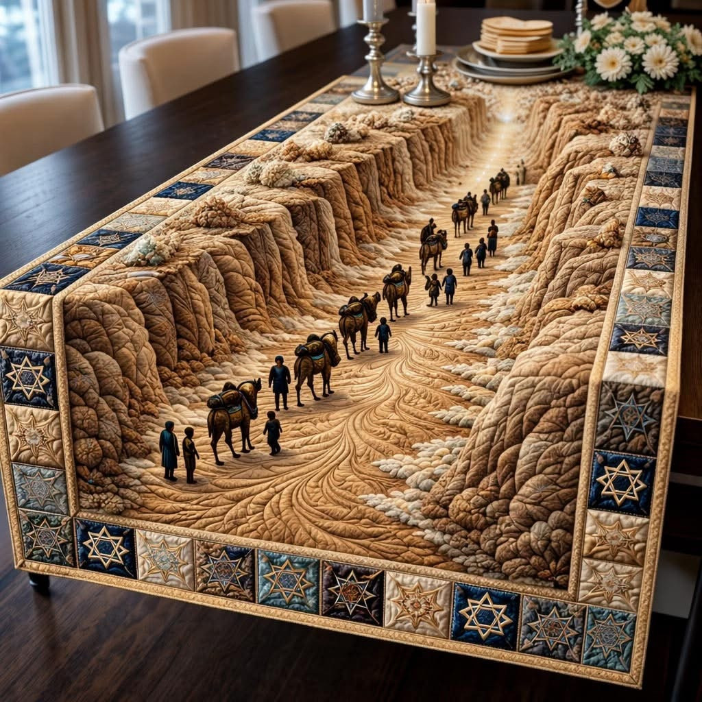 Passover Seder Quilted Table Runner Exodus Red Sea Crossing Table Runner Holiday Decor
