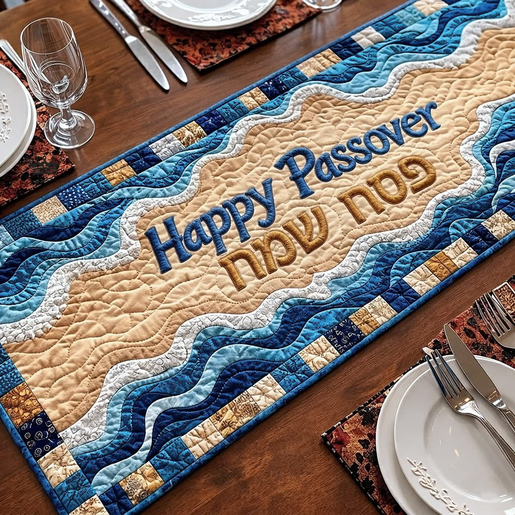 Passover Seder Quilted Table Runner Happy Passover Holiday Table Decor Best Gifts