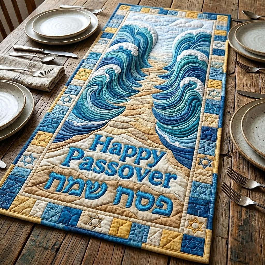 Passover Seder Quilted Table Runner Happy Passover Table Runner Jewish Holiday Home Decor