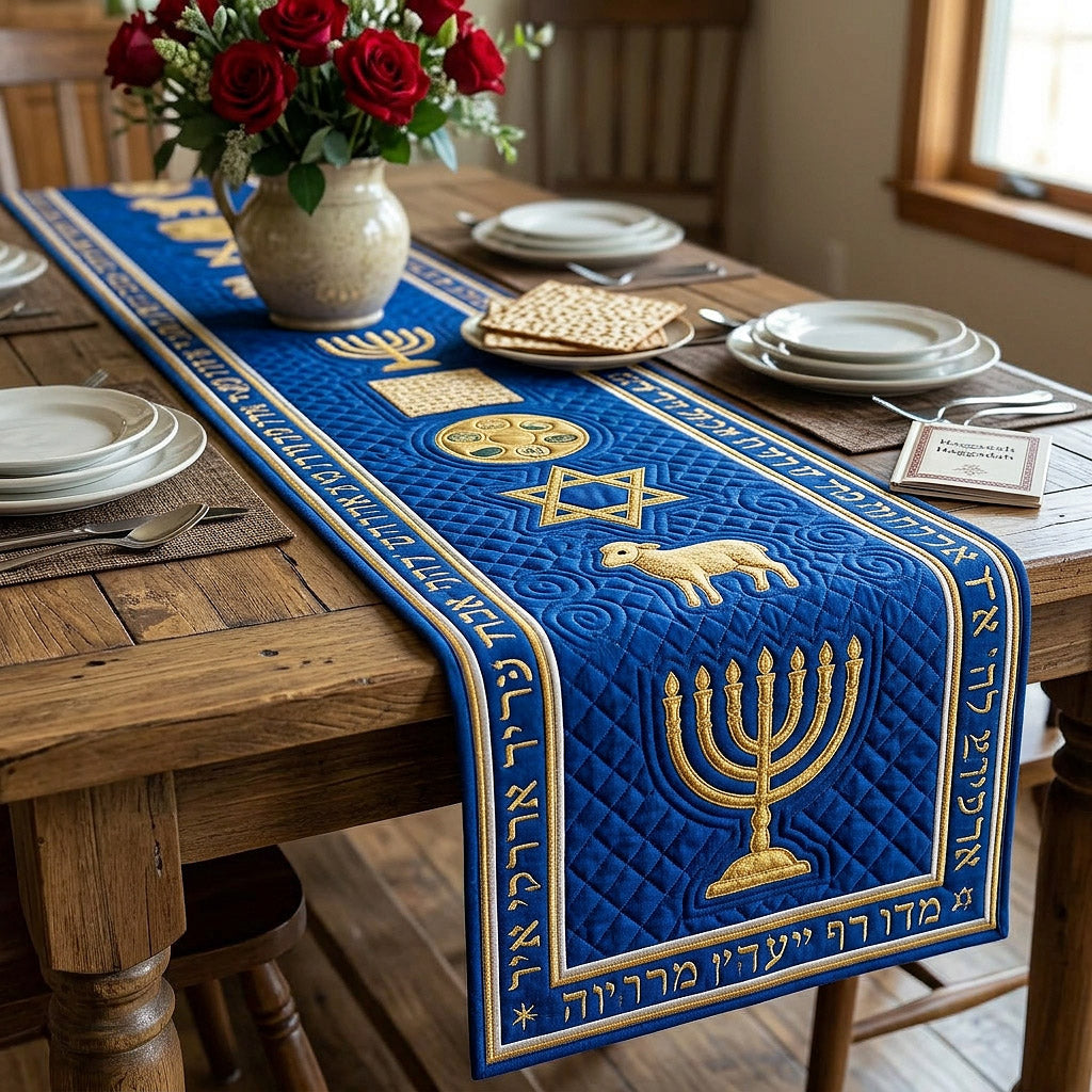 Passover Seder Quilted Table Runner Holiday Table Decorations Jewish Passover Gifts
