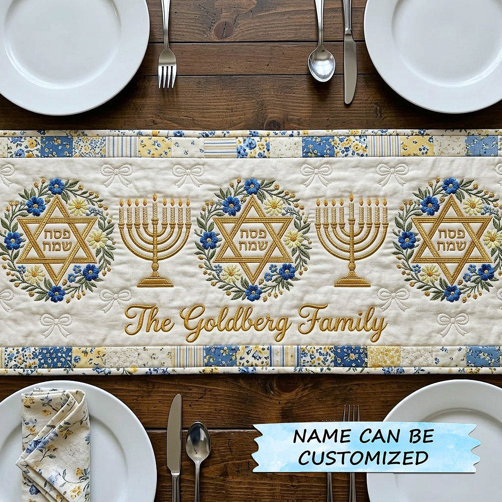 Passover Seder Quilted Table Runner QTCUZ Bible Verse Home Decor Gift Jewish