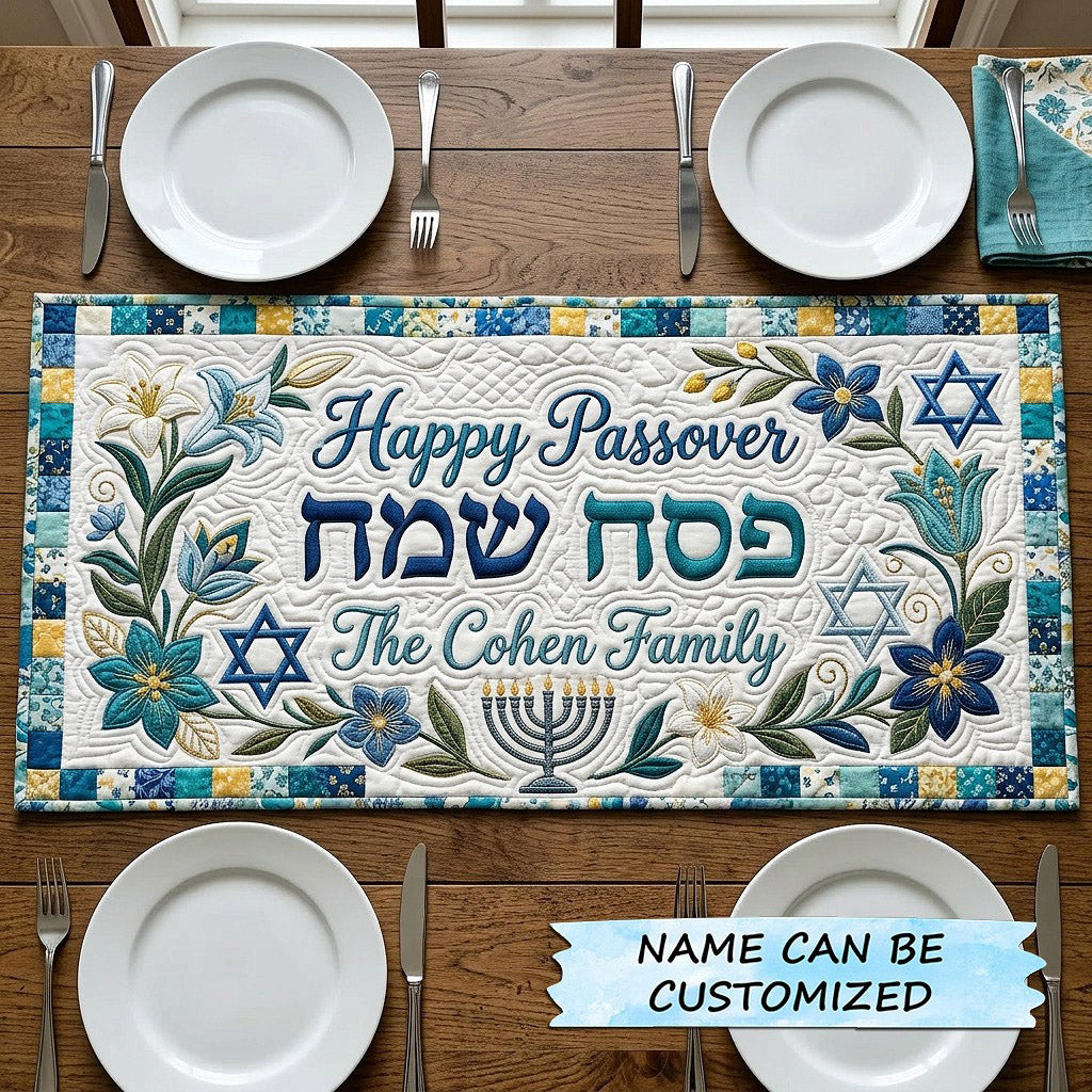 Passover Seder Quilted Table Runner QTCUZ Passover Table Decor Gifts For Jewish Friends
