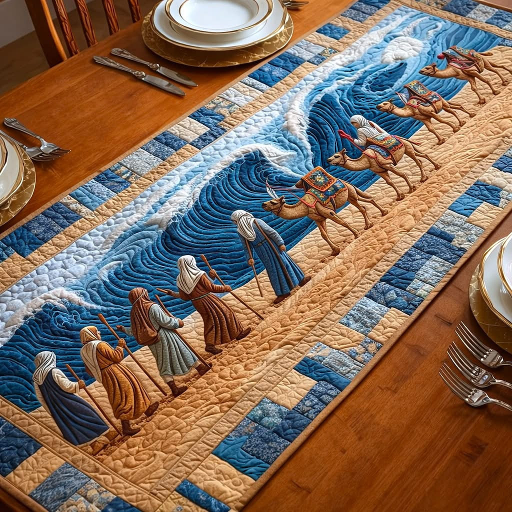 Passover Seder Quilted Table Runner The Parting Waters Table Runner Holiday Jewish Home Decor