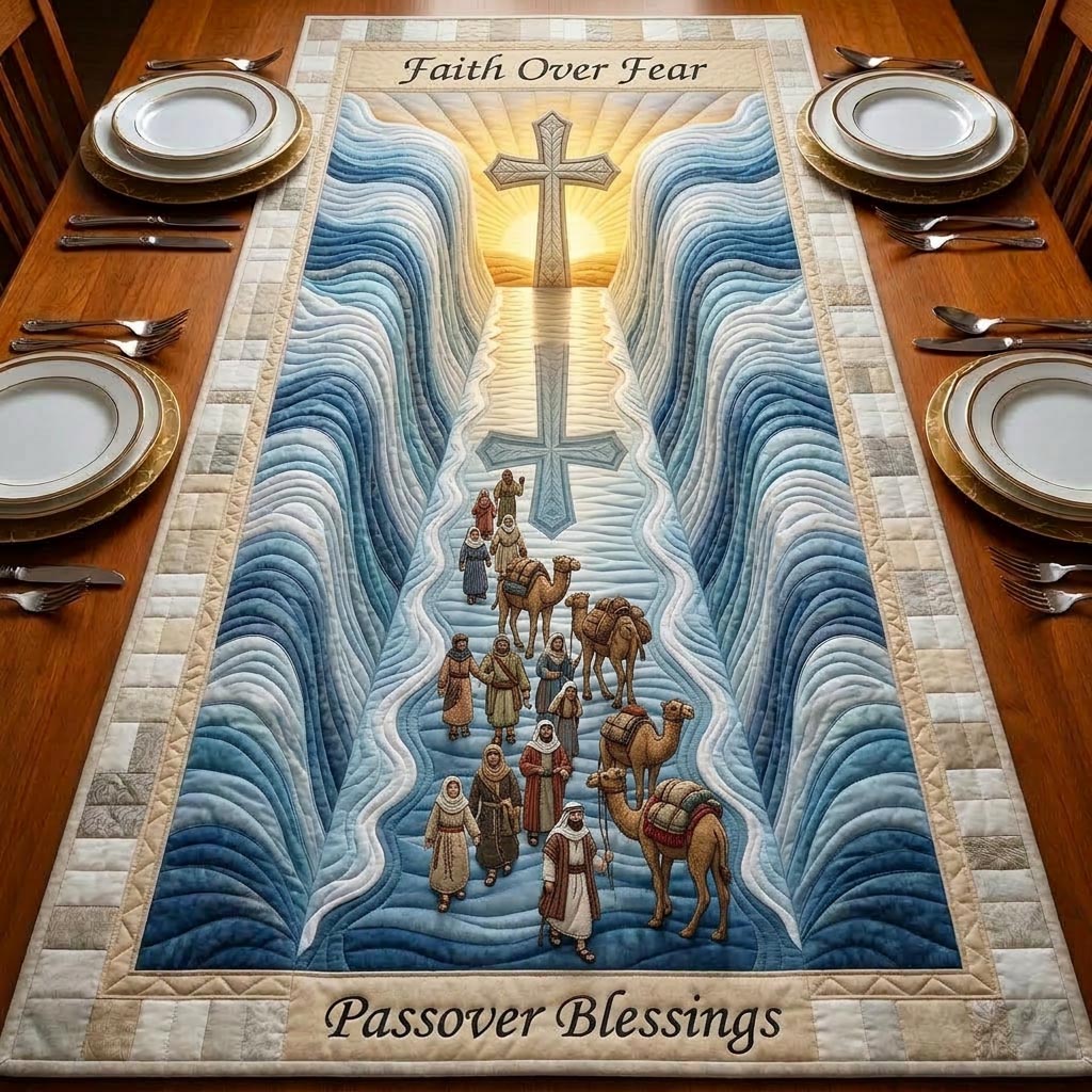 Passover Table Quilted Table Runner Bible Verse Decor Jewish Gifts For Dad