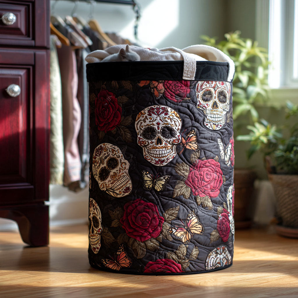 Pastel Calavera Quilted Laundry Basket Best Clothes Hamper Dia De Los Muertos Gifts