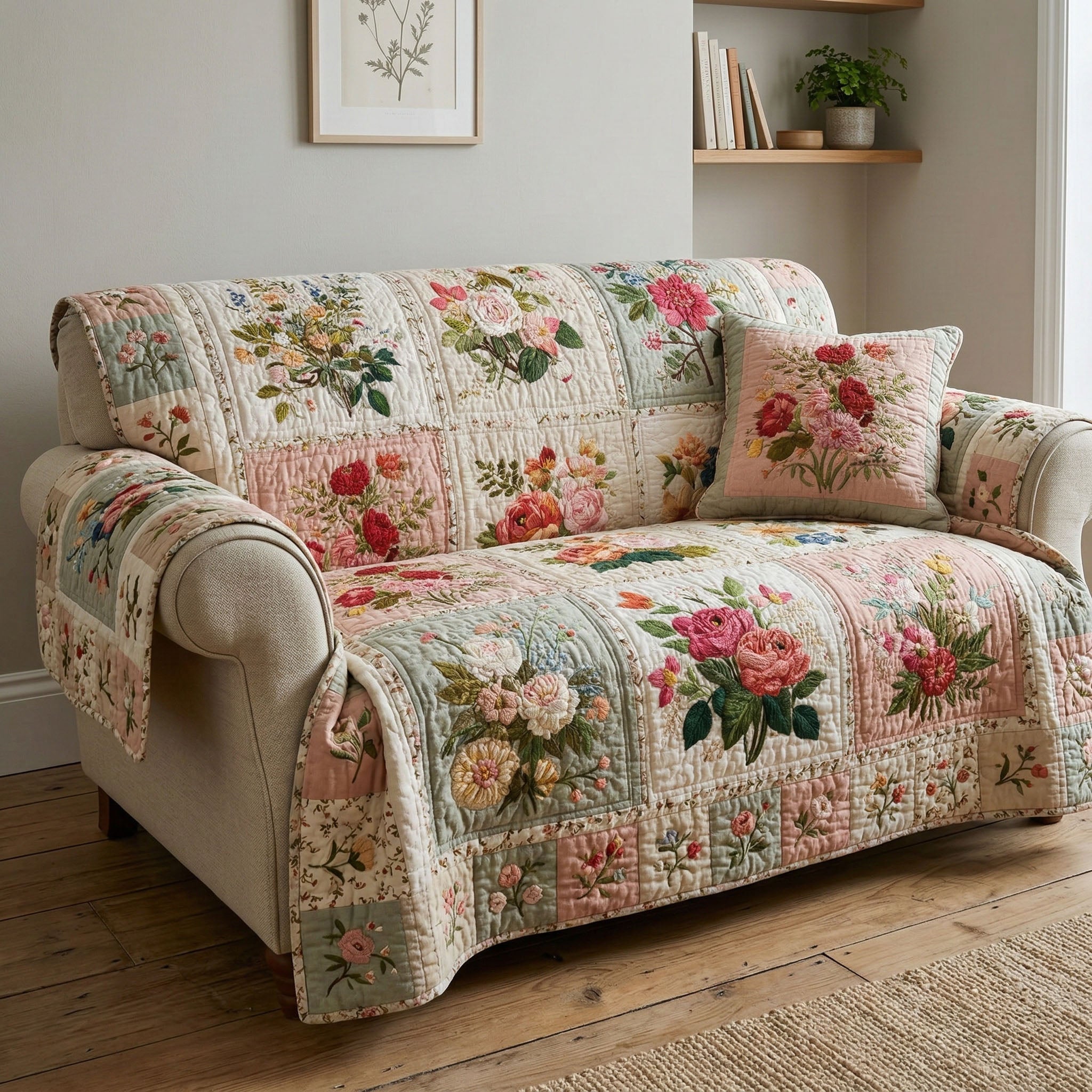 Pastel Garden Keepsake Quilted Sofa Cover Furniture Covers For Sofas Unique Gifts For Farmers
