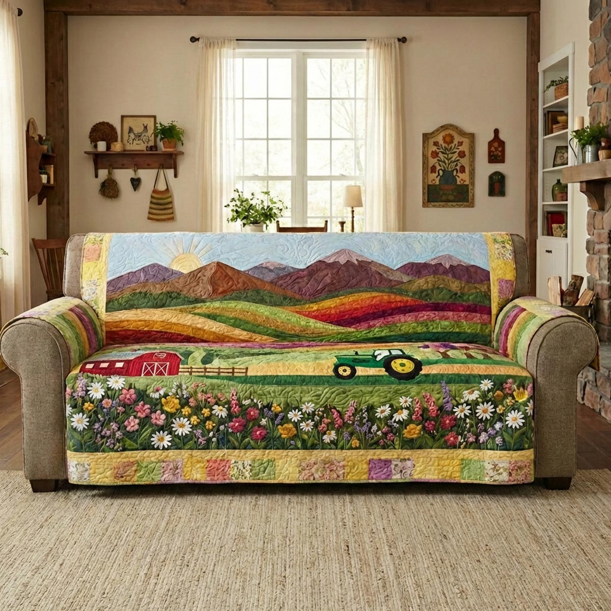 Pasture Bloom Quilted Sofa Cover Best Slip Cover Sofa Best Presents For Farmers