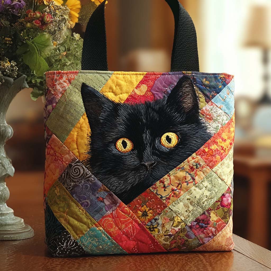 Patch Cat Quilted Tote Bag Nice Tote Bags Cat Gifts For Her