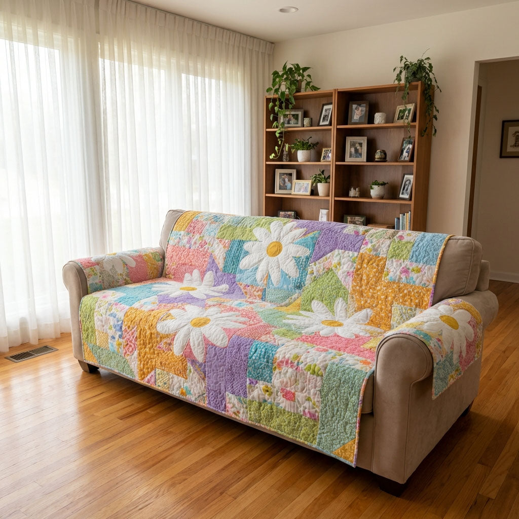 Patchwork Charm Quilted Sofa Cover Sofa Saver Covers Cute Mothers Day Gifts