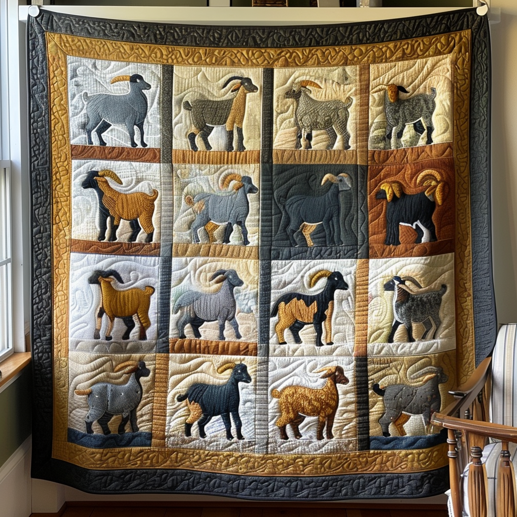 Patchwork Goats Quilted Blanket Boho Bedroom Ideas Mother Present Ideas