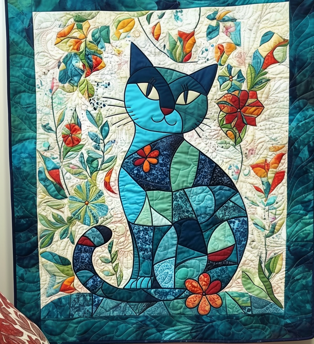 Patchwork Purrfection Quilted Blanket Bedspreads Items For Cat Lovers