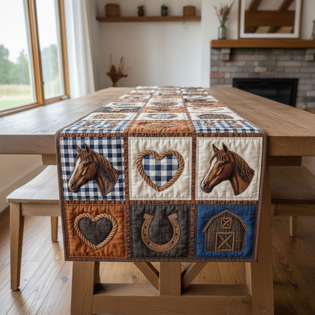 Patchwork Ranch Quilted Table Runner Dining Table Decor Ideas Unique Gifts For Horse Owners