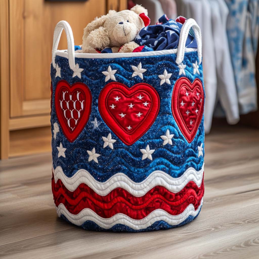 Patriot Heart Quilted Laundry Basket Good Laundry Baskets Fourth Of July Presents