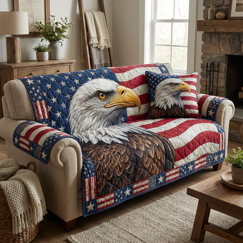 Patriot Wings Quilted Sofa Cover Best Couch Covers 4Th July Gift Ideas