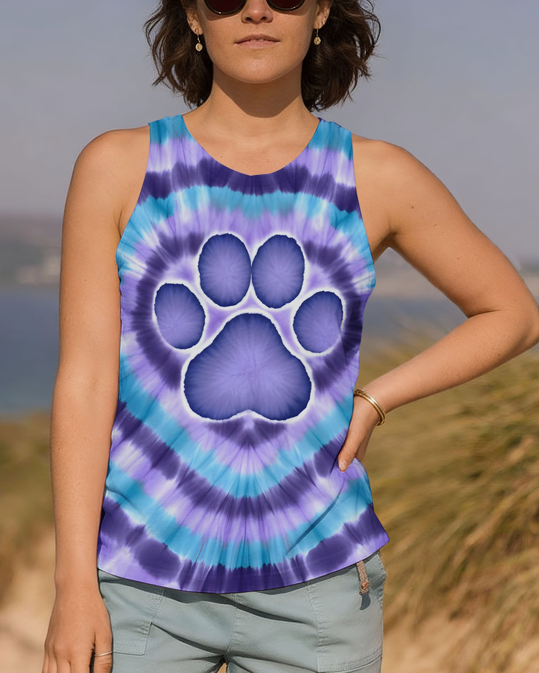 Paw Apparently I Have An Attitude Tie Dye Tank Top Cute Purple Paw Apparel Gift For Dog Lover