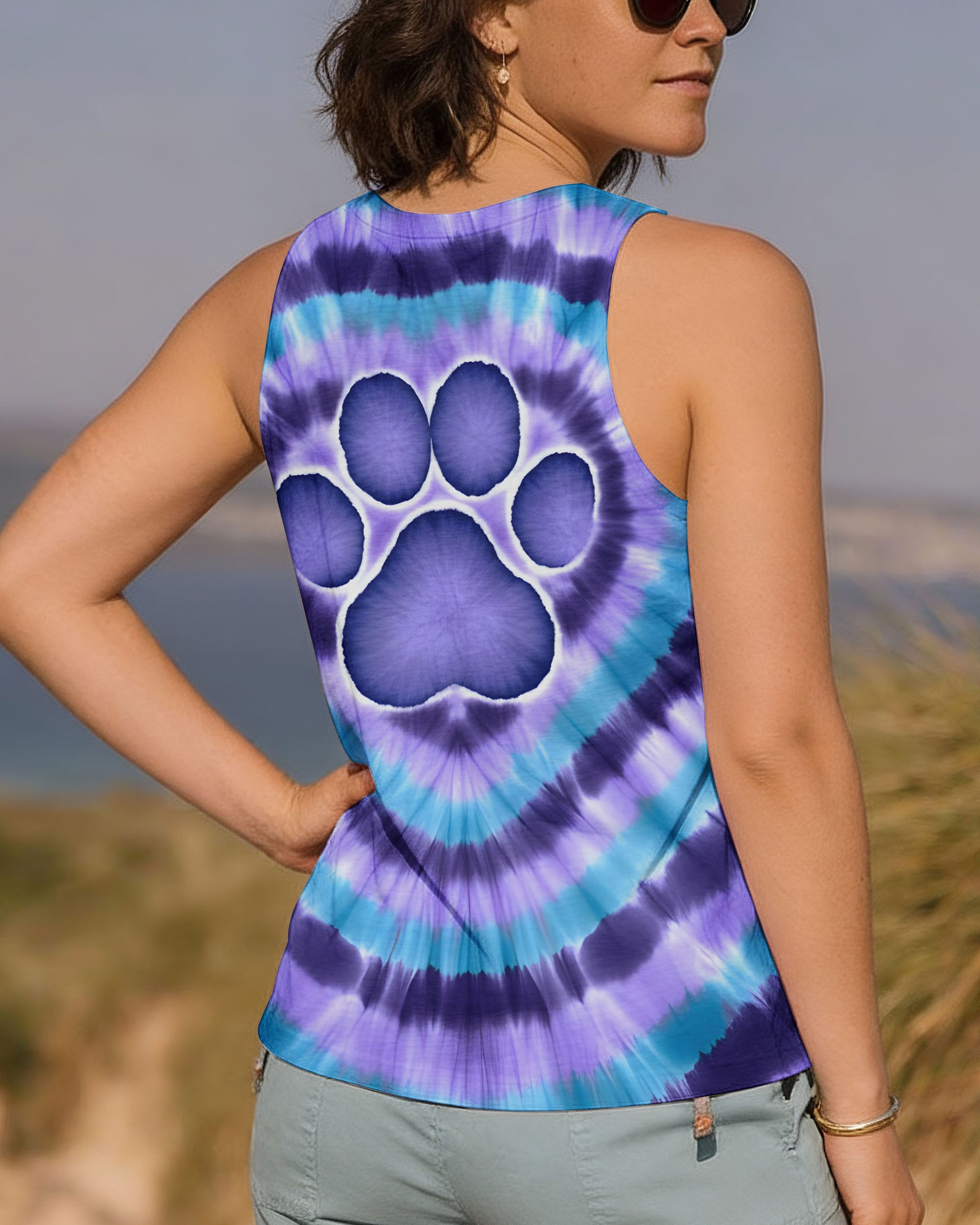 Paw Apparently I Have An Attitude Tie Dye Tank Top Cute Purple Paw Apparel Gift For Dog Lover - Image 2