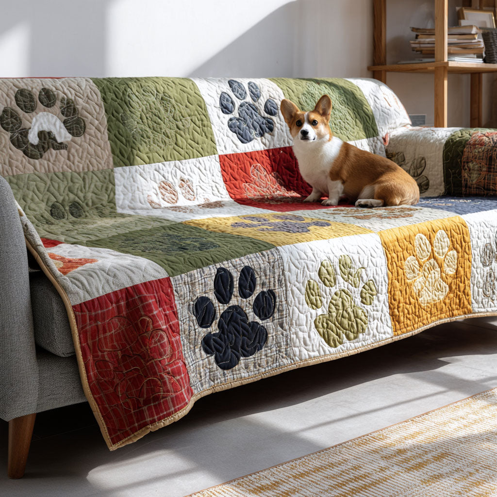 Paw Meadow Dream Quilted Sofa Cover Sofa Chaise Cover Dog Lovers Themed Gifts Items