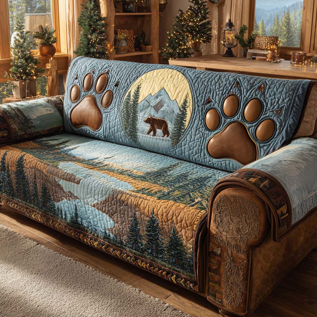 Paw Whisper Quilted Sofa Cover Sofa Seat Covers Bear Themed Gifts
