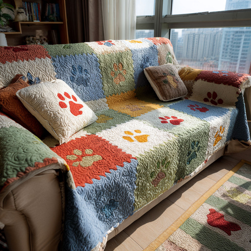 Paw Wood Retreat Quilted Sofa Cover Best Sofa Slipcovers Great Gift For Dog Owners